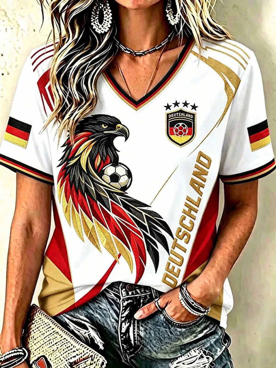 Frauen Deutschland Fußball Fan Kurzarm T-Shirt