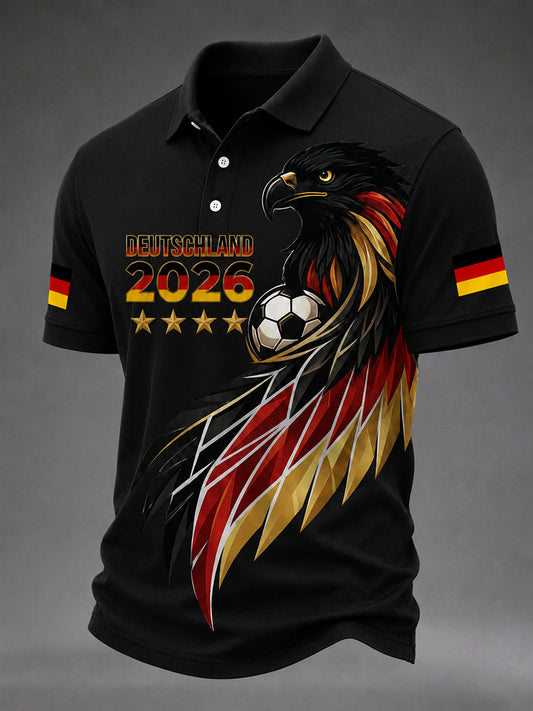 Herren deutscher Fußballfan bedrucktes lässiges T-Shirt