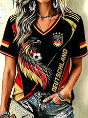 Frauen Deutschland Fußball Fan Kurzarm T-Shirt