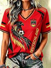 Frauen Deutschland Fußball Fan Kurzarm T-Shirt