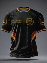 Herren-Deutschland-Fußballfan-Print-Lässiges Kurzarm-T-Shirt