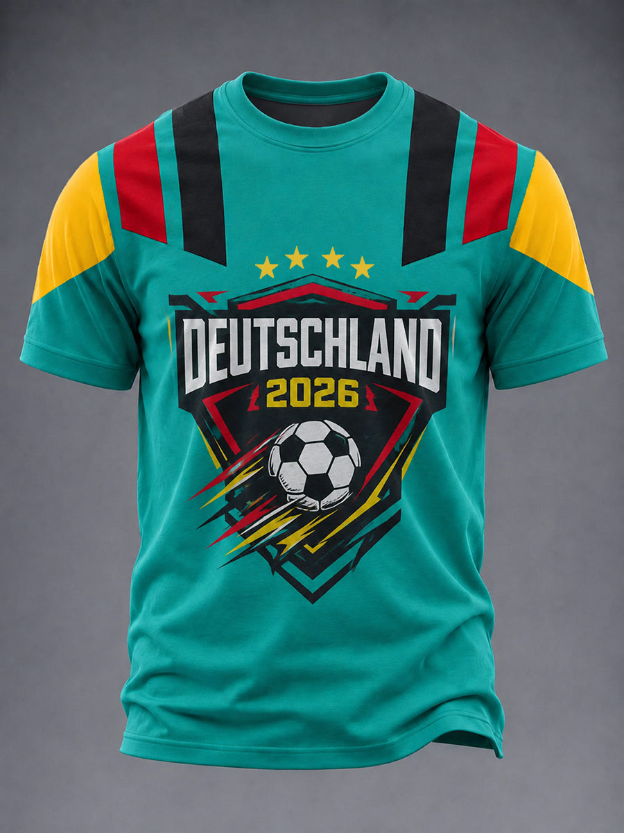 Herren-Fußballfan-T-Shirt von Deutschland 2026 mit Aufdruck