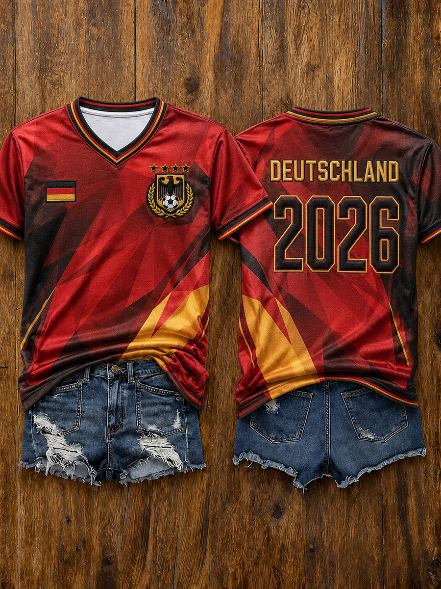 Damen-Fußballfan-T-Shirt mit kurzen Ärmeln, Deutschland 2026