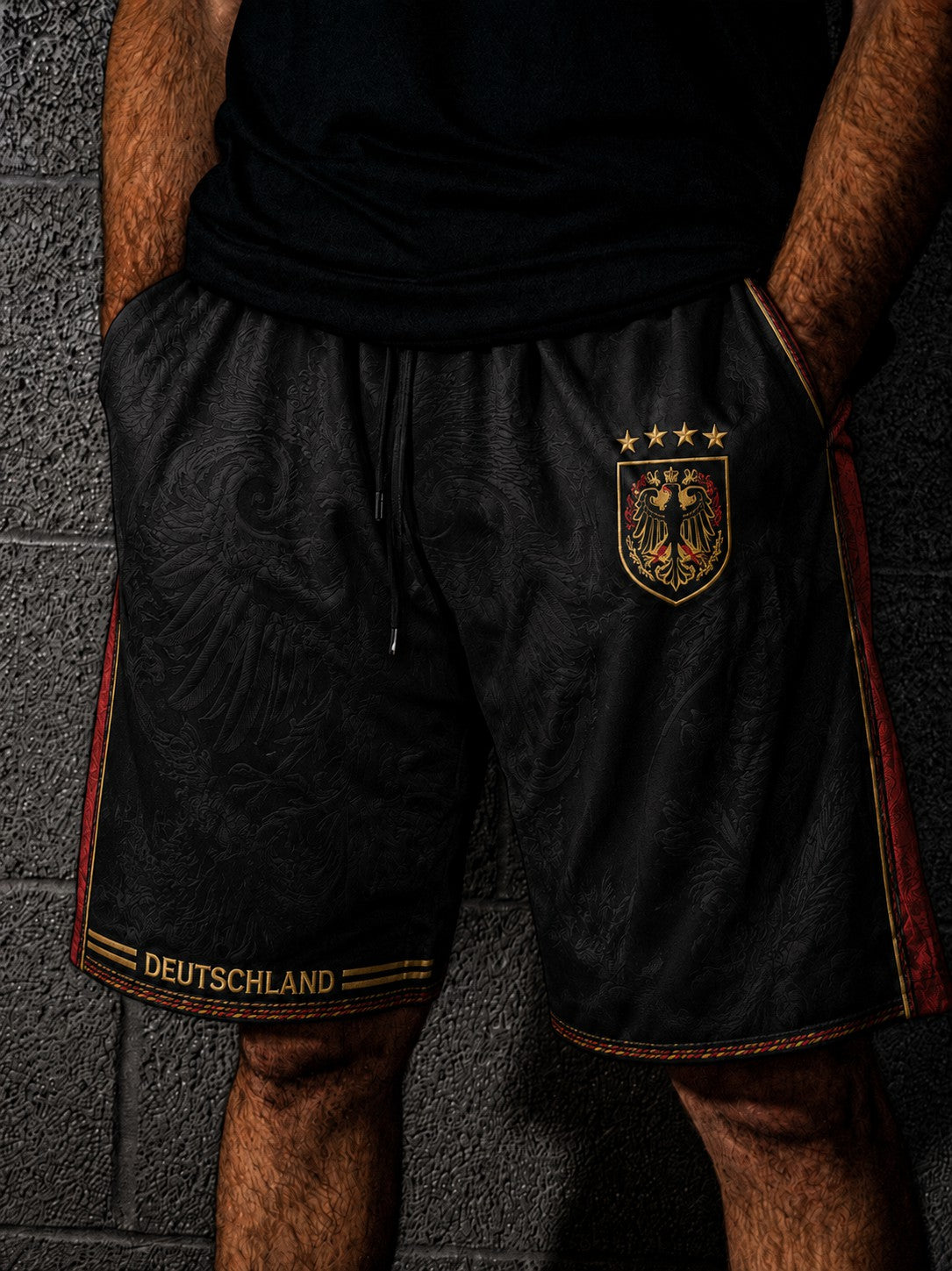 Herren-Fußball-Shorts mit Deutschland-Druck
