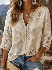 Damen-Top mit lässigem Edelweiß-Flaggen-Print