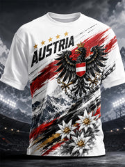 Herren-T-Shirt mit lässigem Motiv von österreichischen schneebedeckten Bergen