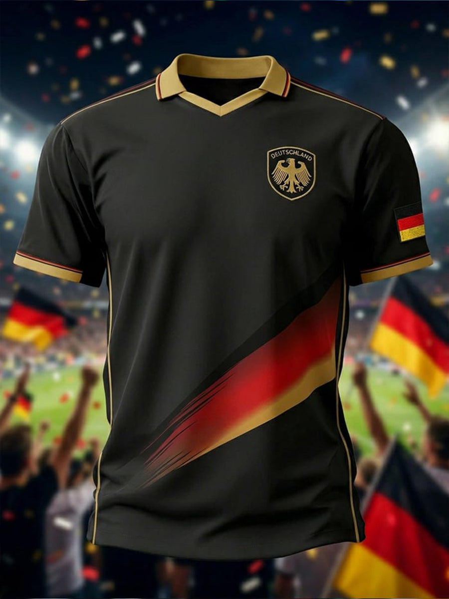 Herren-Fußballfan-T-Shirt mit Deutschland-Print, lässig, 2026