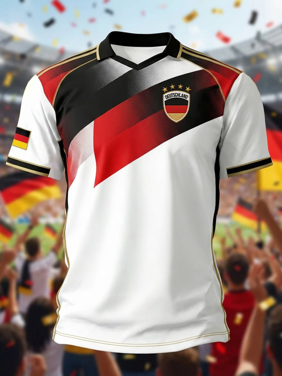 Herren-Fußballfan-T-Shirt mit Deutschland-Print, lässig, 2026