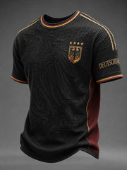 Herren-Fußball-Waffelpiqué-T-Shirt mit Deutschland-Druck