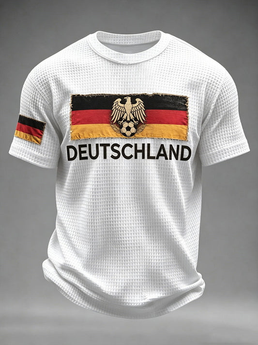 Herren-Deutschland-Fußball-Waffelkurzarmshirt