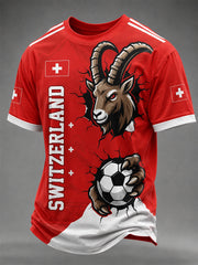 Herren-T-Shirt mit Schweizer Fußballfan-Print