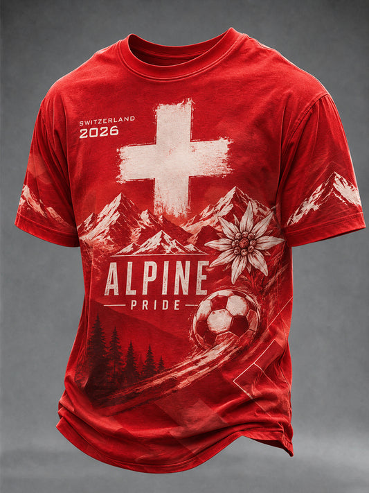 Herren-T-Shirt mit Schweizer Team-Fanprint