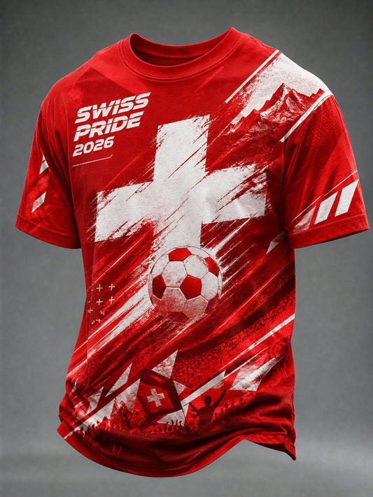 Herren-T-Shirt mit Schweizer Team-Fanprint