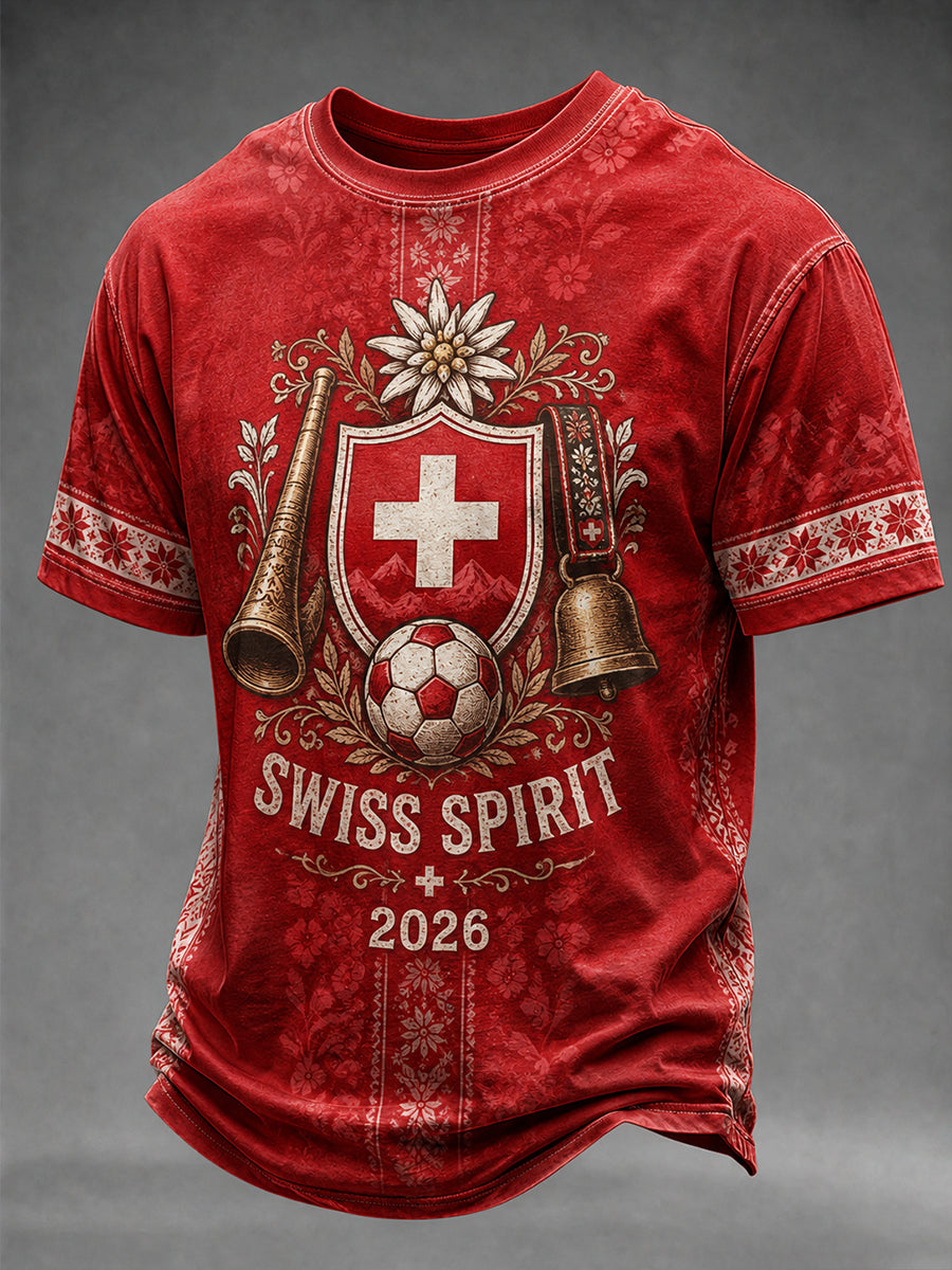 Herren-T-Shirt mit Schweizer Team-Fanprint