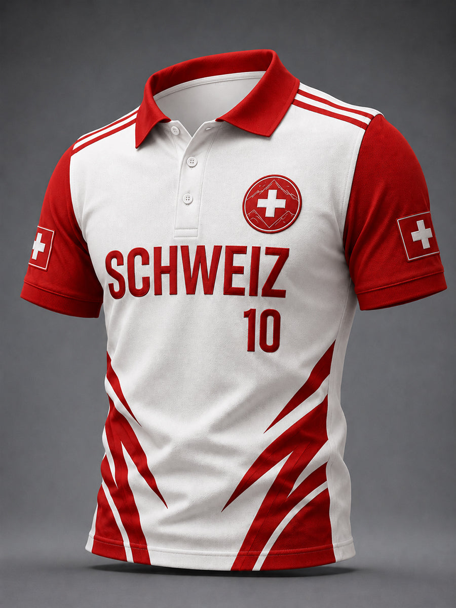 Herren-T-Shirt mit Schweizer Fußballfan-Print