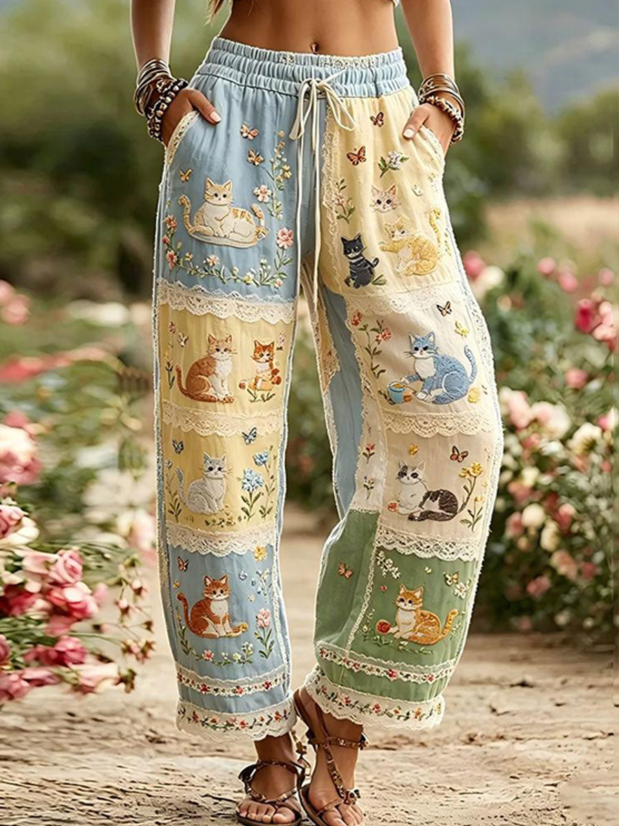 Damenhose mit floraler Botanik