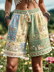 Damenhose mit floraler Botanik