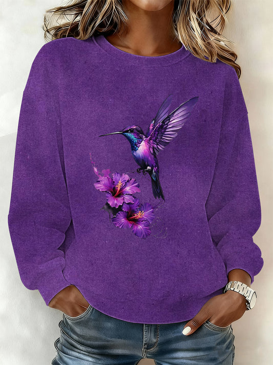 Damen-Sweatshirt mit lila Kunstdruck