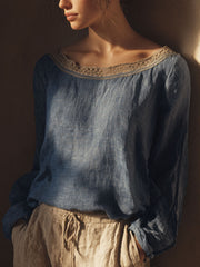 Damenhemd im Vintage-Stil mit Spitzen-Patchwork