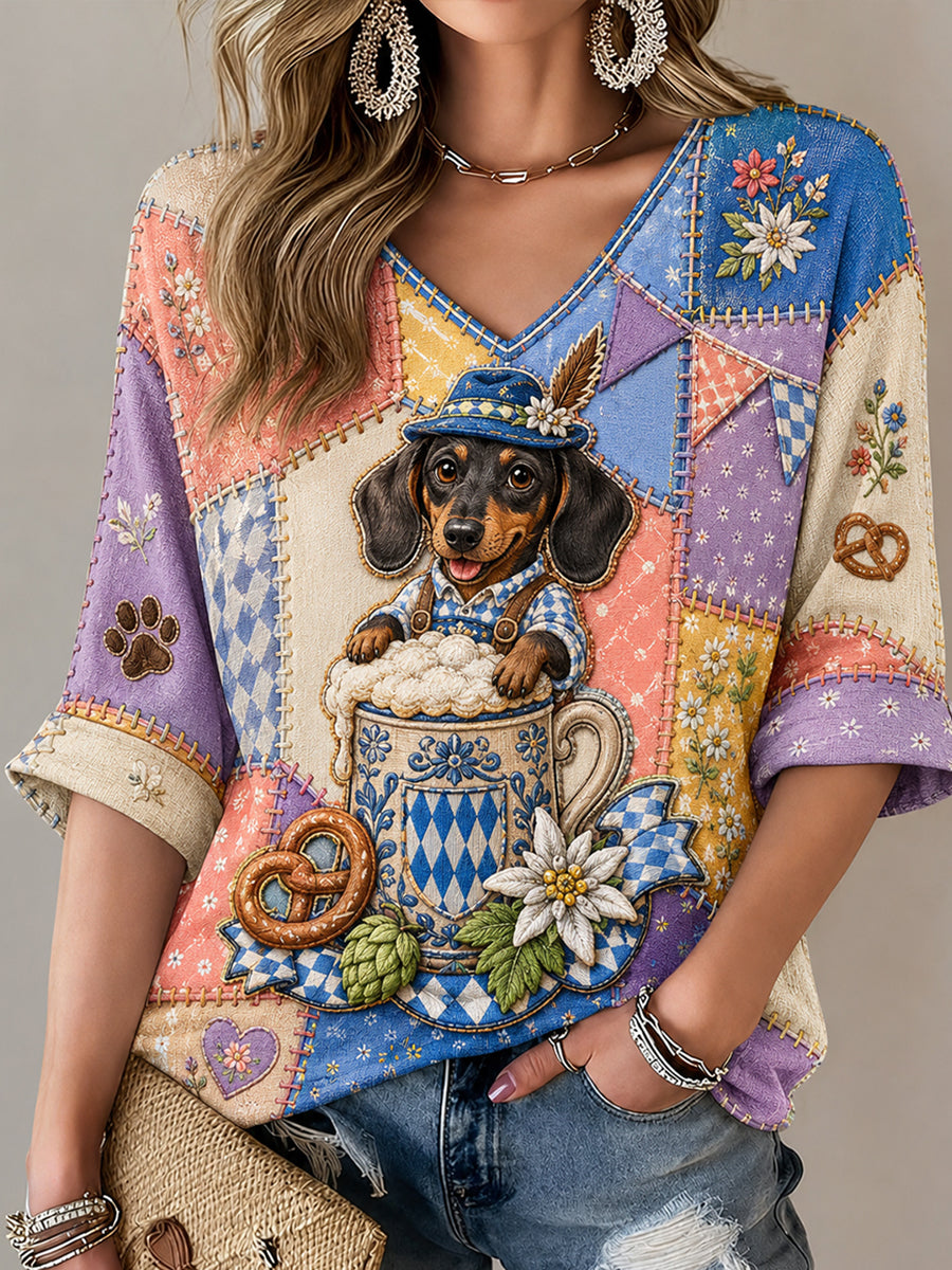 Oktoberfest-Damen-T-Shirt aus München mit Dackelmotiv