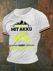 Herren-T-Shirt „Warum ich AKKU fahre – Weil’s geiler ist“