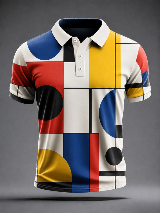 Herrenhemd mit Bauhaus-inspiriertem Kunstdruck