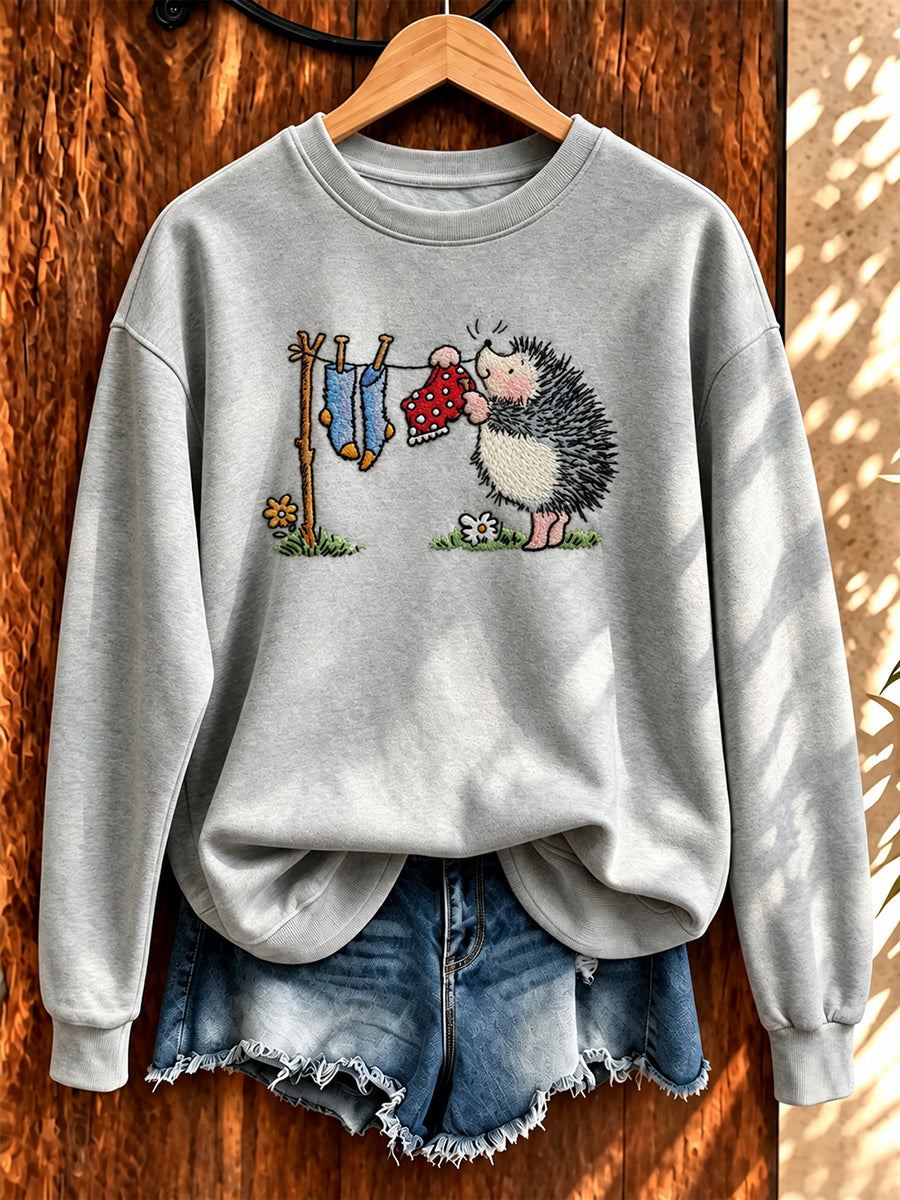 Damen Sweatshirt mit süßem Igel druck