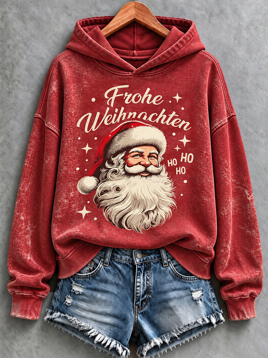 Damen-Sweatshirt im Retro-Stil mit Weihnachts-Santa-Print
