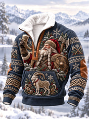 Herren-Viking-Weihnachtsmann-Kapuzenpullover mit Reißverschluss
