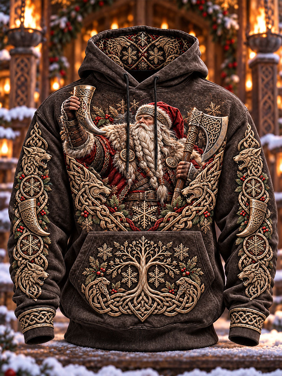 Herren-Viking-Weihnachtsmann-Kapuzenpullover
