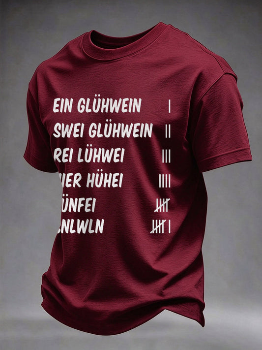 Herren-T-Shirt mit Glühwein-Print und kurzen Ärmeln
