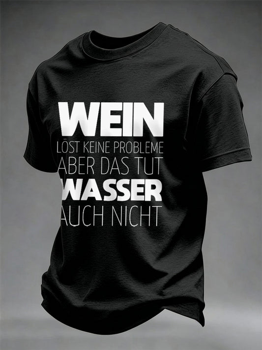 Herren-T-Shirt mit Glühwein-Print und kurzen Ärmeln
