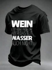 Herren-T-Shirt mit Glühwein-Print und kurzen Ärmeln