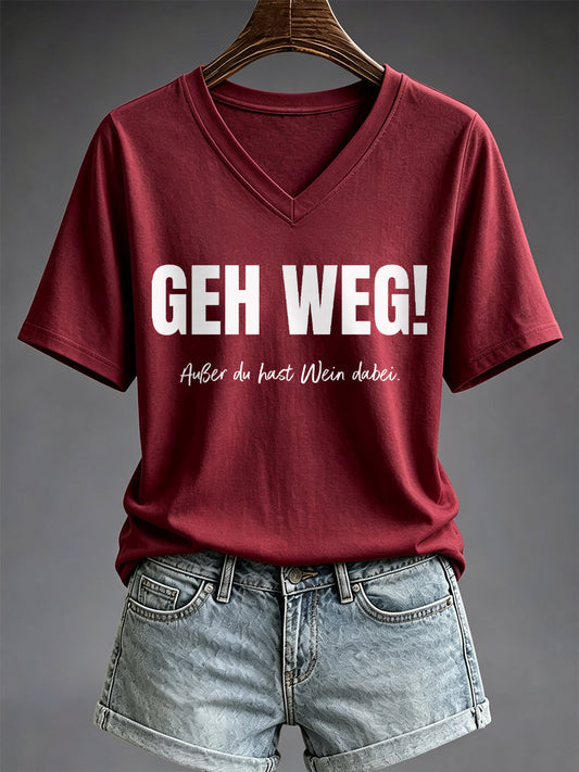 Damen-T-Shirt mit Glühwein-Print und kurzen Ärmeln