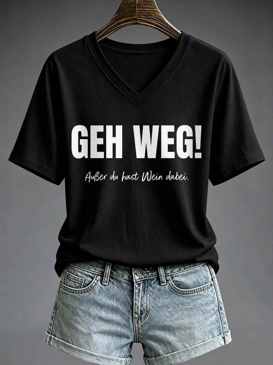 Damen-T-Shirt mit Glühwein-Print und kurzen Ärmeln