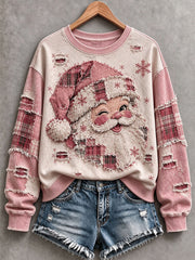 Damen-Vintage-Sweatshirt mit rosa Weihnachtsmann