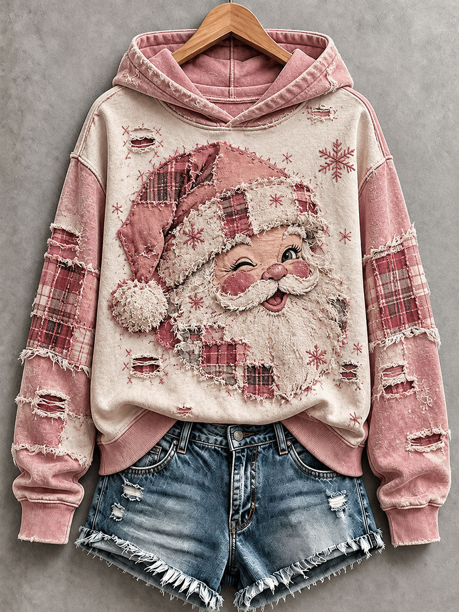 Weiblicher Vintage-Rosa-Weihnachtsmann-Kapuzenpullover