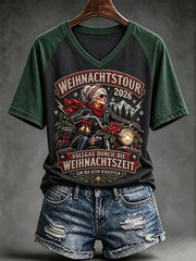 Lustiges Weihnachts-T-Shirt mit V-Ausschnitt für Damen